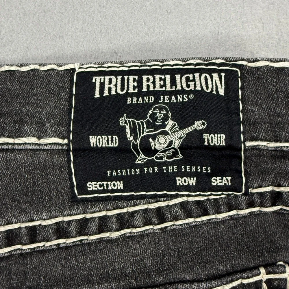 True Religion Ricky Jeans Men 31 Black Selvedge Super T Contrast Stitch Acid Y2K